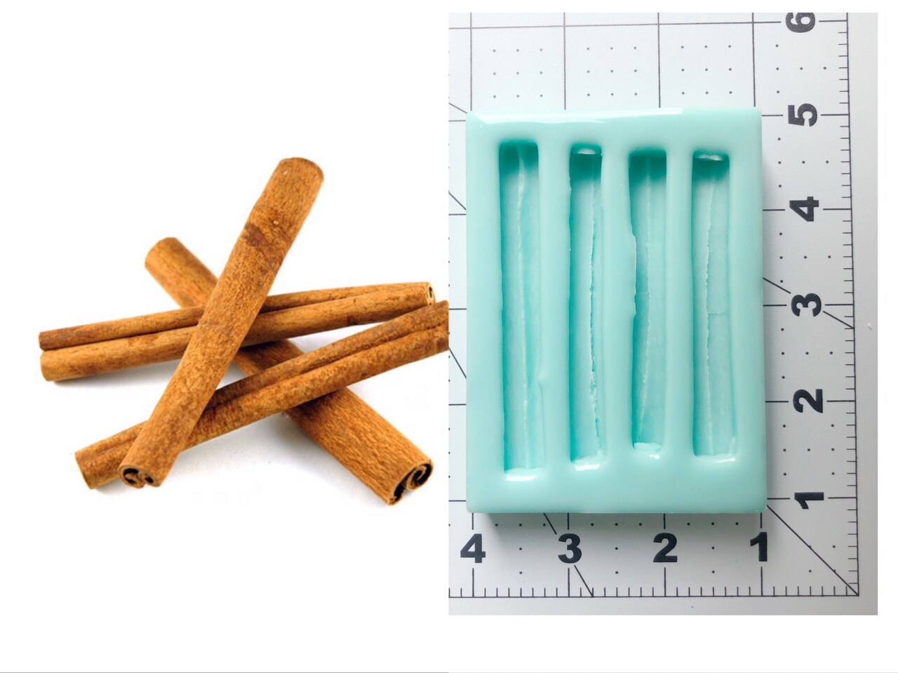 4pc Cinnamon Stick Silicone Candle Mold, Realistic Food Shape Mold, For Wax | Embed | Soap | Resin Castings